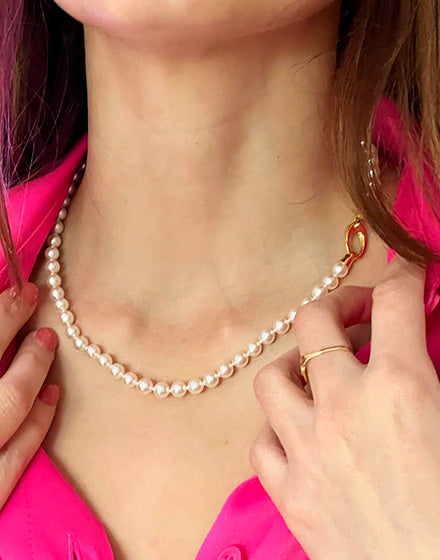 6mm Golden Pearl Necklace Lyra