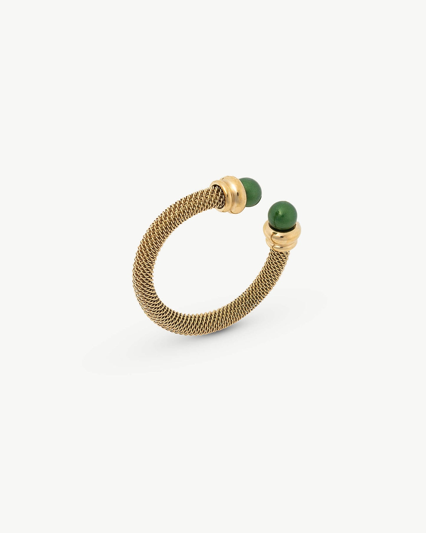 Golden Ring Two Green Pearls Tender