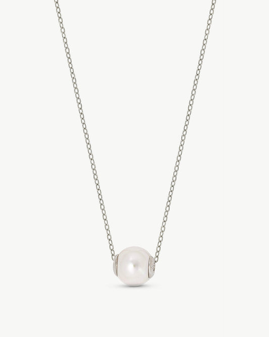 12mm Pearl Silver Necklace Nuada