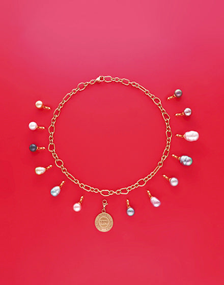 Two-tone turquoise pearl charm Charm&Glow