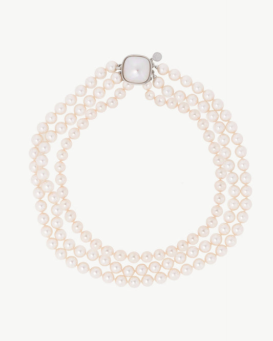 Triple 8mm Pearl Necklace Luna