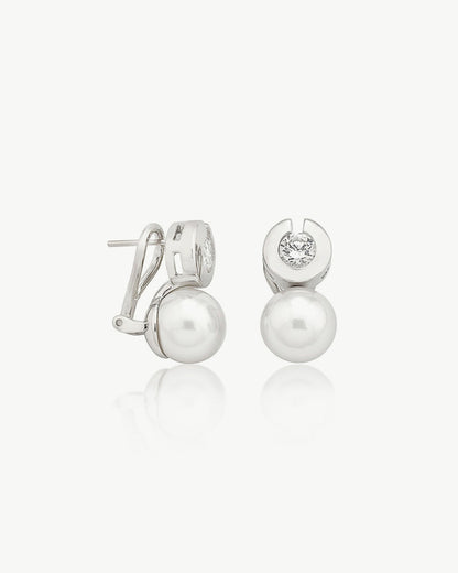 Pearl and Zircon Earrings Exquisite