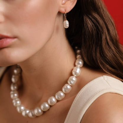 Golden Baroque Pearl Necklace Lyra