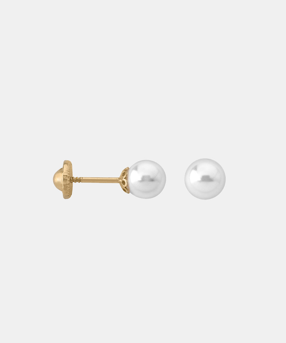 18k Gold Earrings with 4mm Pearl Taylor