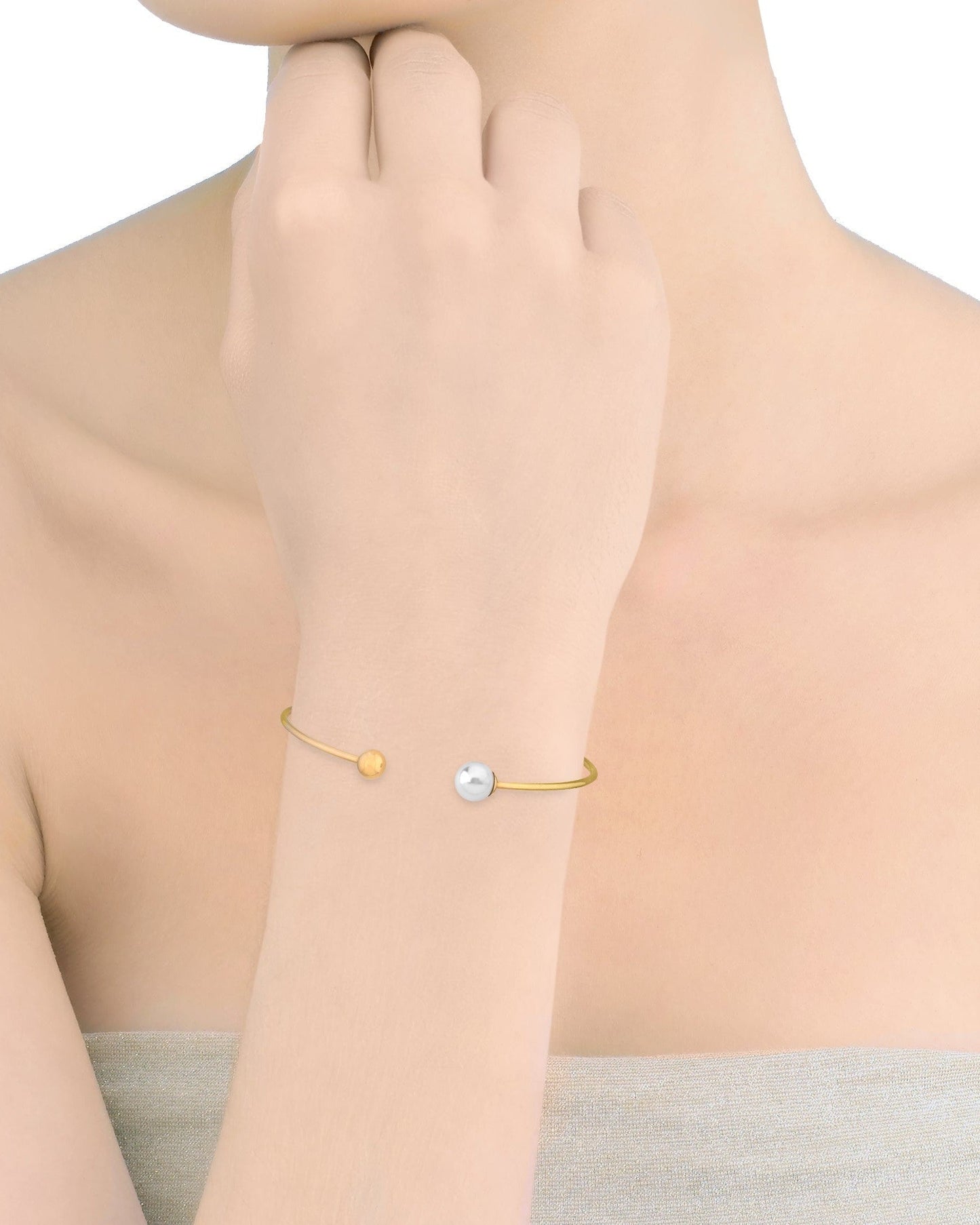 58mm 8mm Golden Pearl Bracelet Aura