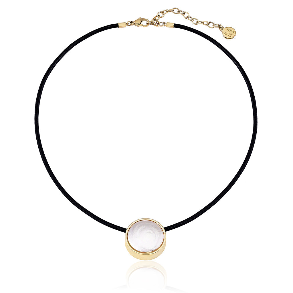 Leather and Pearl Choker Coppelia