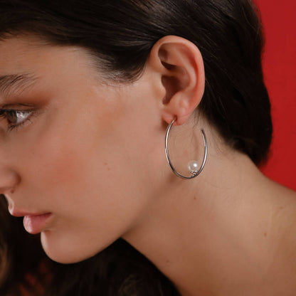 Pearl Hoop Earrings Alba