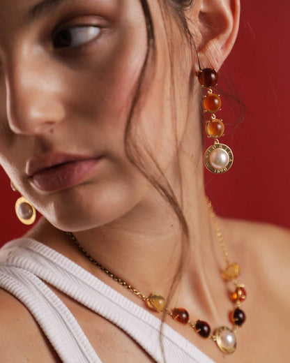 Amber Button Earrings Algaida