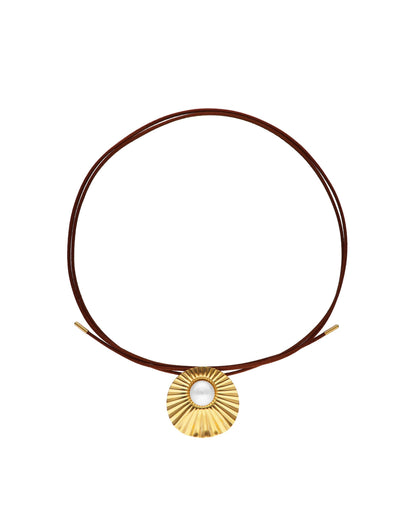 Brown Ribbon Necklace Le Palm