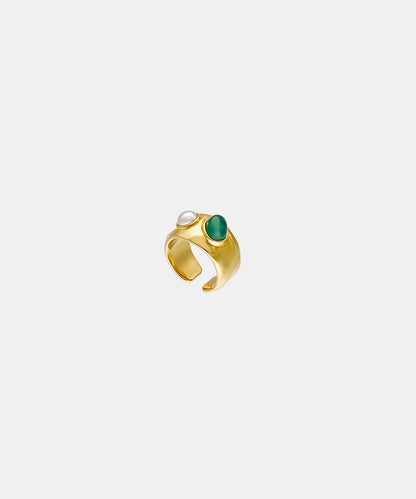 White and green Feme ring Femme