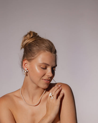 Long White Earrings Flowers