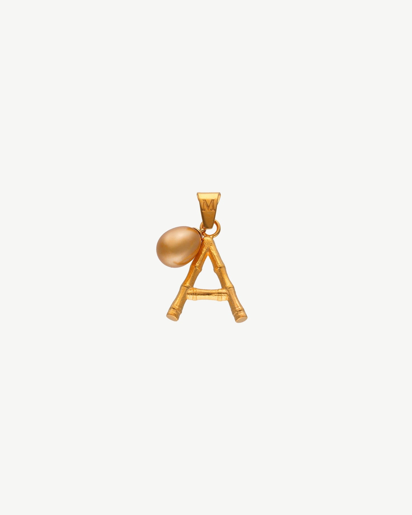 Initial Charm Letter A Pearl Champagne Bamboo Iniciales Bambú