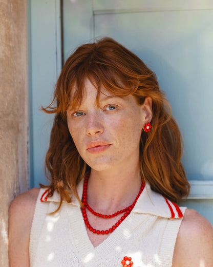 Red Flower Earrings Kate