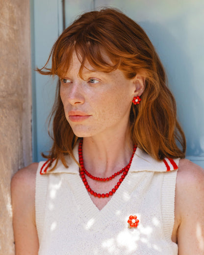 Red Flower Earrings Kate