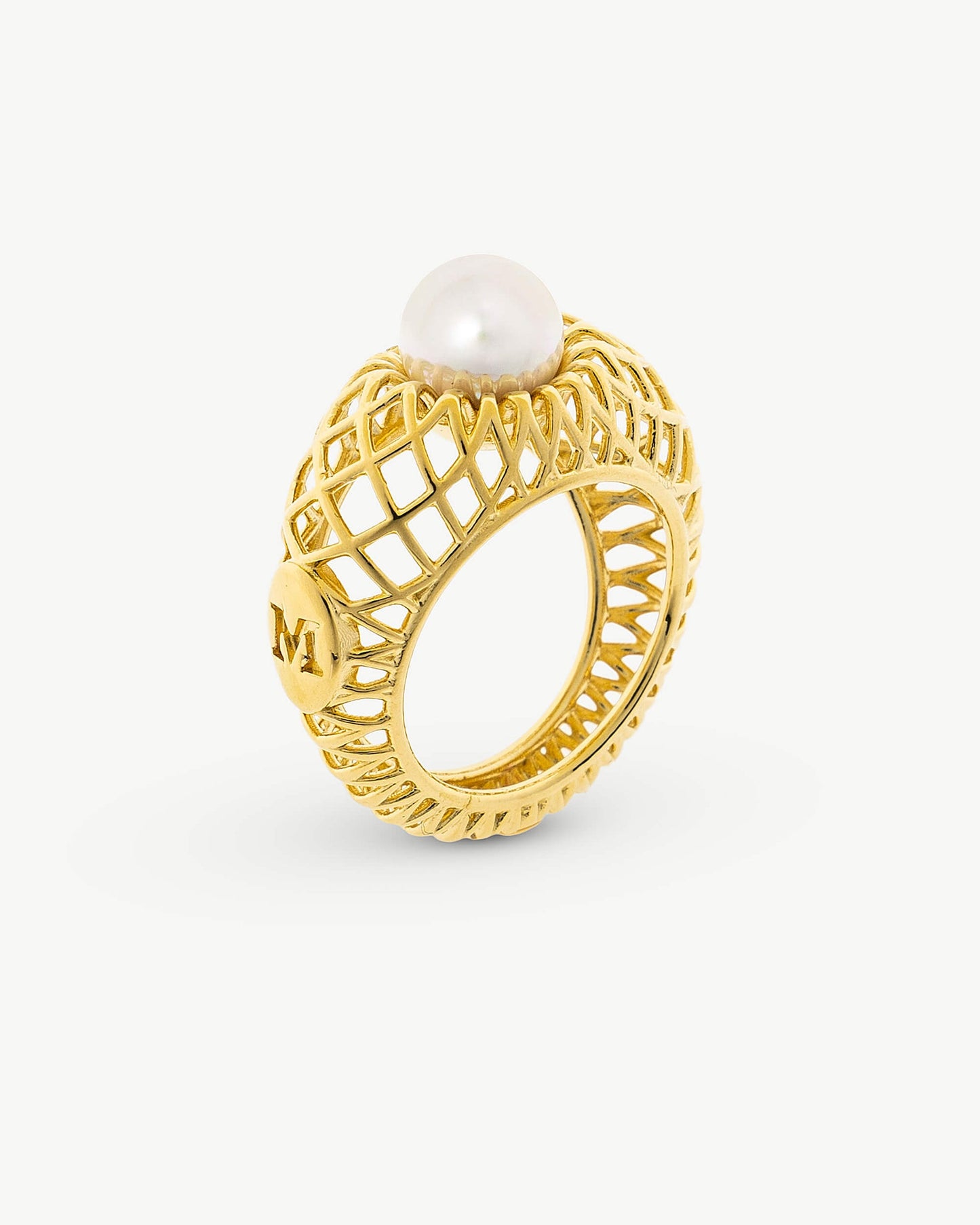 Openwork Pearl Ring 8mm Etna