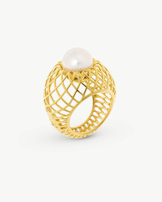 Openwork Pearl Ring 10mm Etna