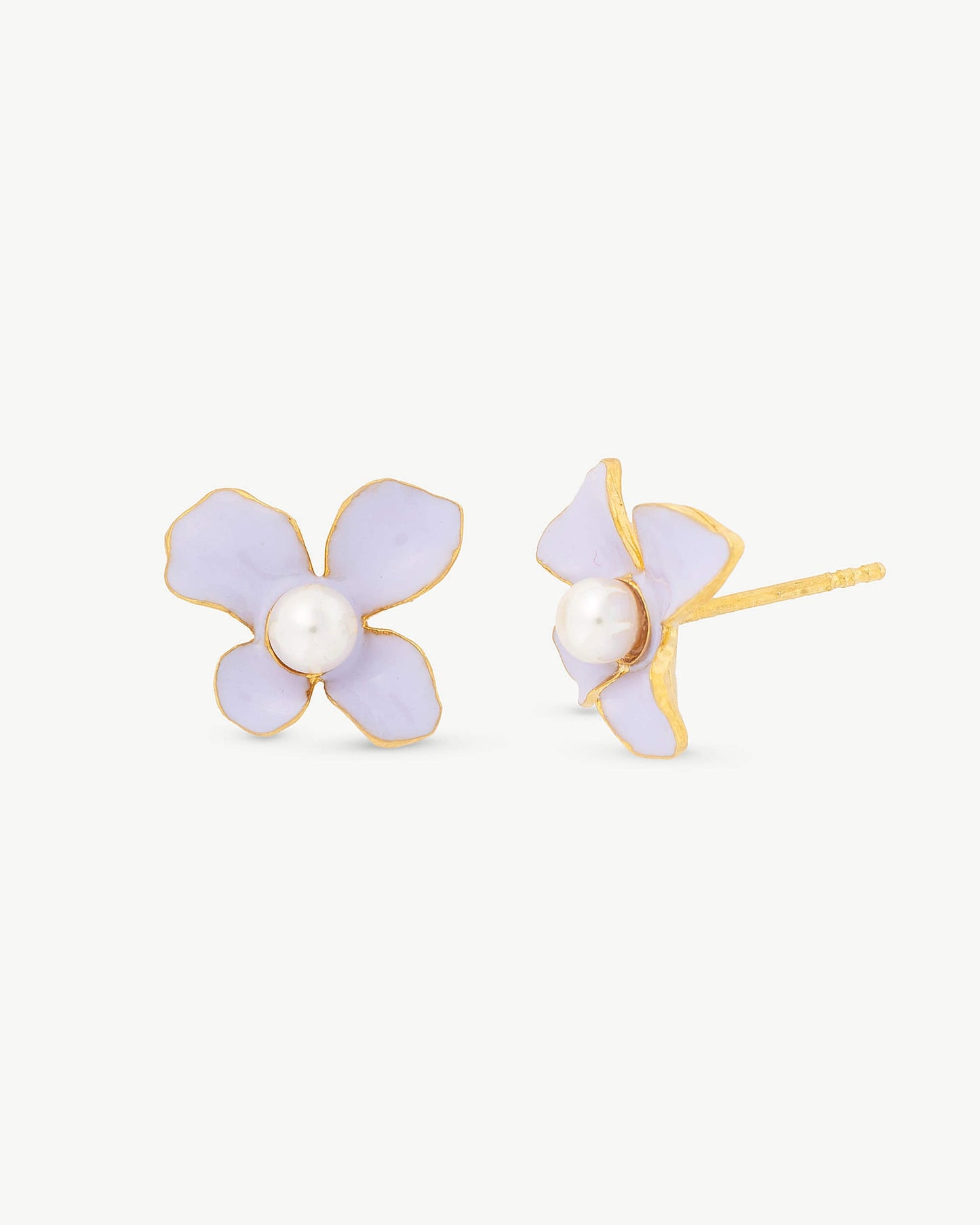 4mm Lilac Pearl Earrings Flowers