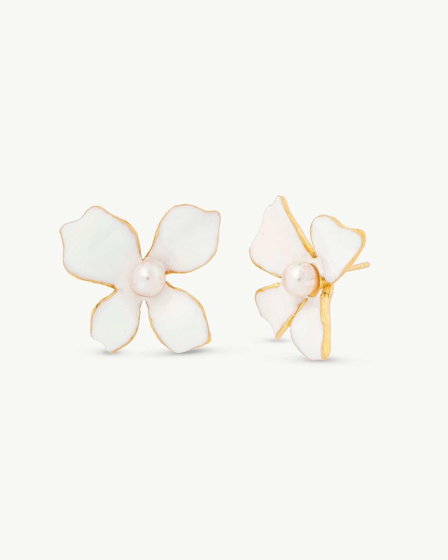 5mm White Pearl Earrings Flowers