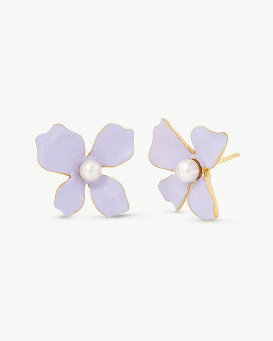 5mm Lilac Pearl Earrings Flowers