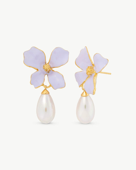 Long Lilac Earrings Flowers