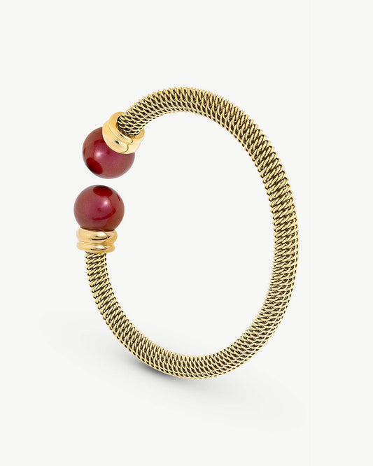 Golden Bracelet Two Red Pearls Tender