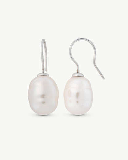 Pearl Earrings 12mm Silver Agora