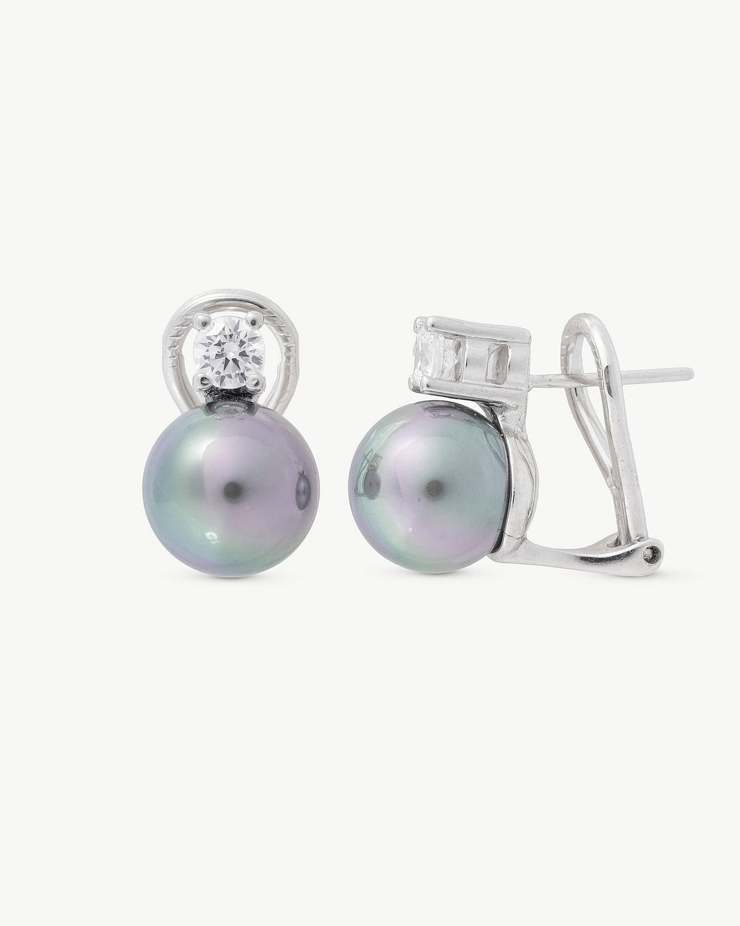 Selene Grey Omega Clasp Earrings