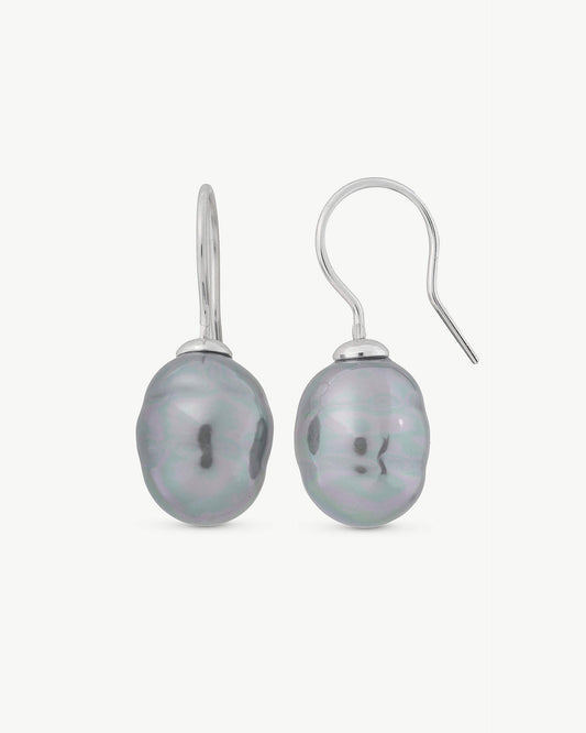 12mm Gray Pearl Earrings Agora