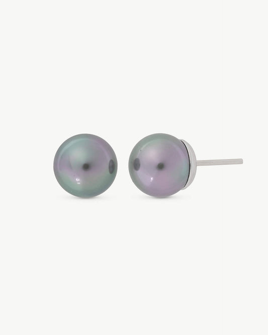 8mm Gray Pearl Earrings Lyra