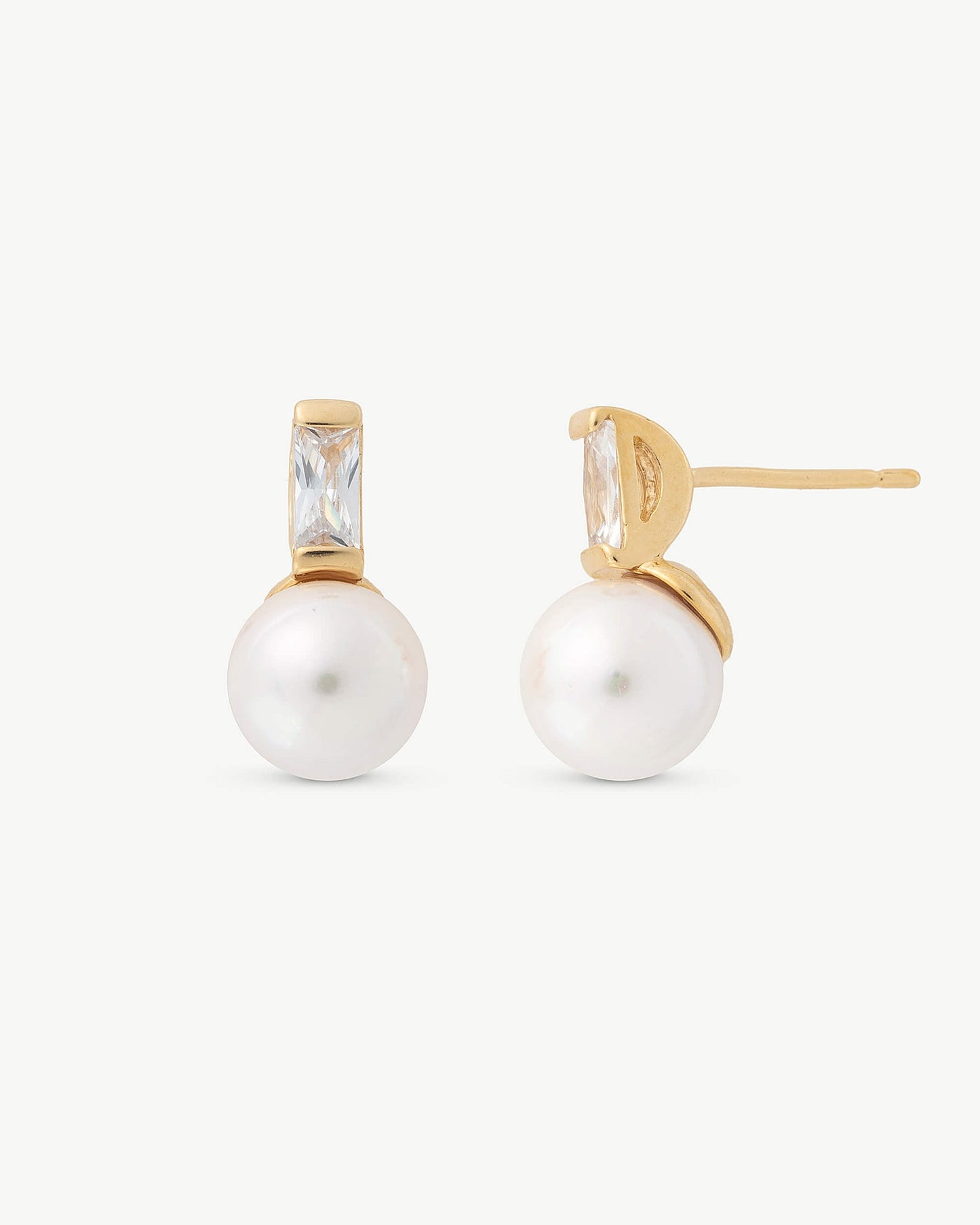 8mm Golden Pearl Earrings Selene