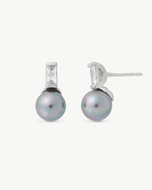 8mm Gray Pearl Earrings Selene