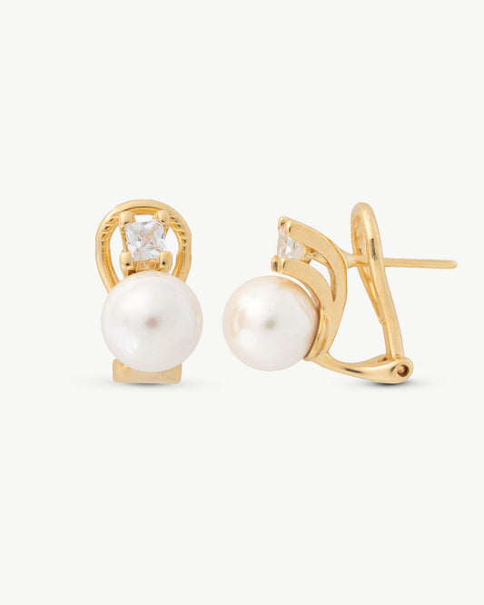 8mm Golden Pearl Earrings Selene